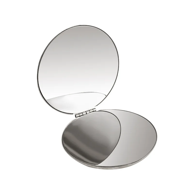 Shatterproof Stainless Steel Ultra Slim Folding Portable Cosmetic Mirror Handheld Travelling Pocket Mirror Camping Makeup Mirror
