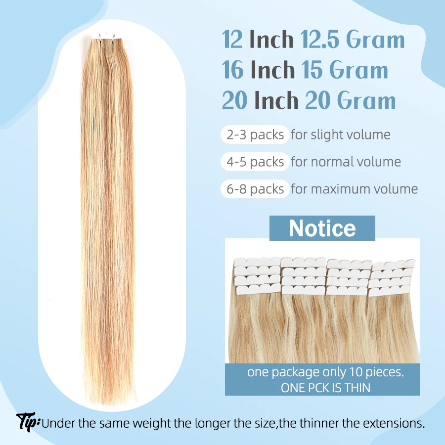 12'' 16'' Mini Tape in Hair Extensions Human Hair Highlight Real Natural Brazilian Non-Remy Straight Seamless Skin Weft