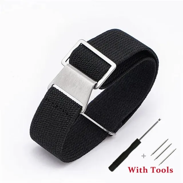 Elastic Nylon Watch Strap Replacement - Universal Waterproof Sport Bracelet Accessories with Tool