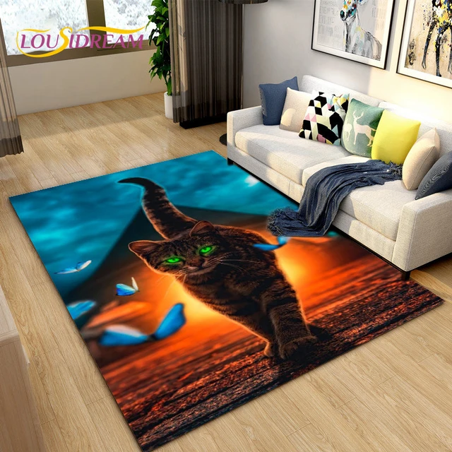 3D Cartoon Cute Cat Area Rug,Carpet Rug for Living Room