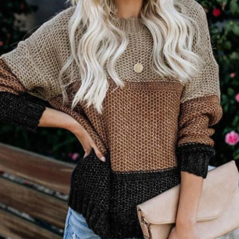 long cardigan Casual Knitted Color Block Sweater Women Jumper 2022 Autumn Loose Colorful Striped  Sweaters Pullovers Winter Fluffy Sweater white sweater Sweaters