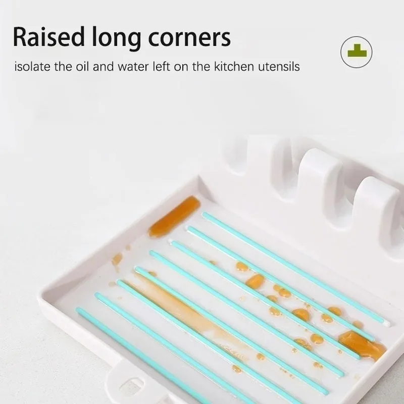 Kitchen Spoon Holder, Fork, Spatula Holder, Storage Rack, Plastic Chopstick Holder, Anti Slip Spoon Pad Convenient and Practical