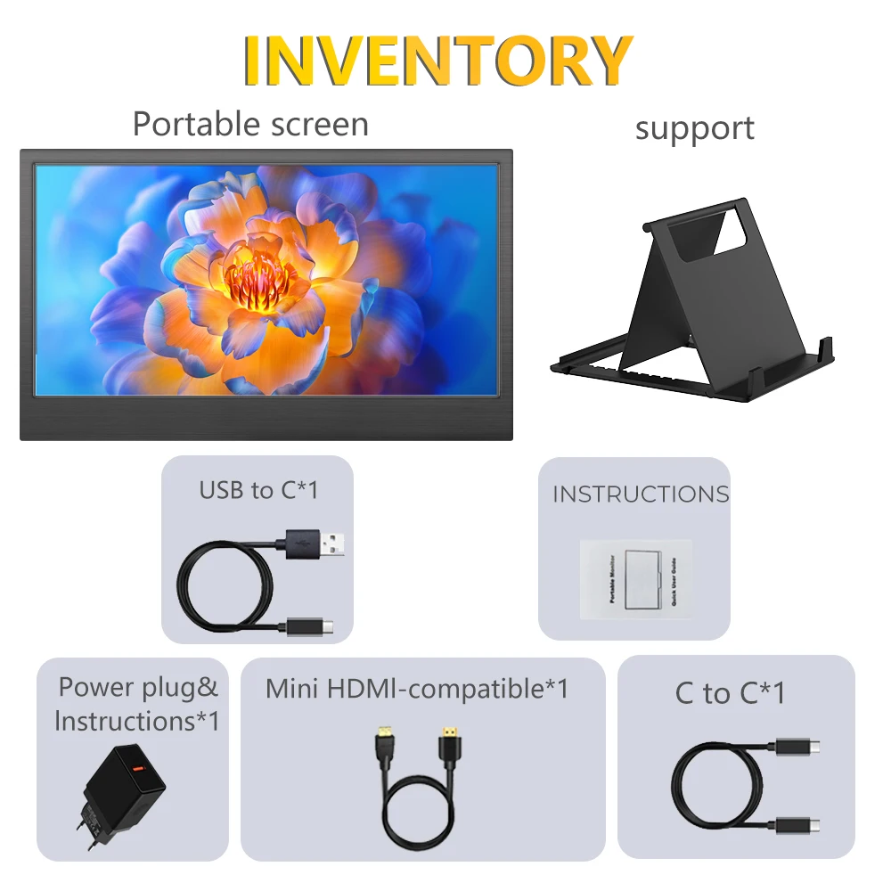 MUCAI 11.6 Inch Portable Monitor 16:9 60Hz Game Screen 45% NTSC 250Cd/m &sup2; Laptop Mac Xbox PS4/5 Switch Display Type-c Interface portable monitor