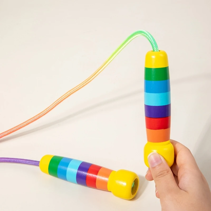 Comba Niños Adultos Mango Madera Cuerda Para Saltar 5 Metros - Algodón Colorido, Mangos De Madera, Para Niños Y Adultos Comba Ejercicio Cardiovascular