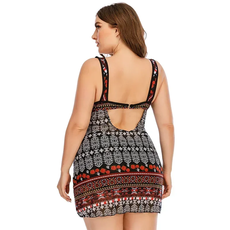 Super Large Size 8XL 10XL Two Piece Tankini Swimsuit Women Retro Swimwear Swimming Suit For Ladies Dress Skirt