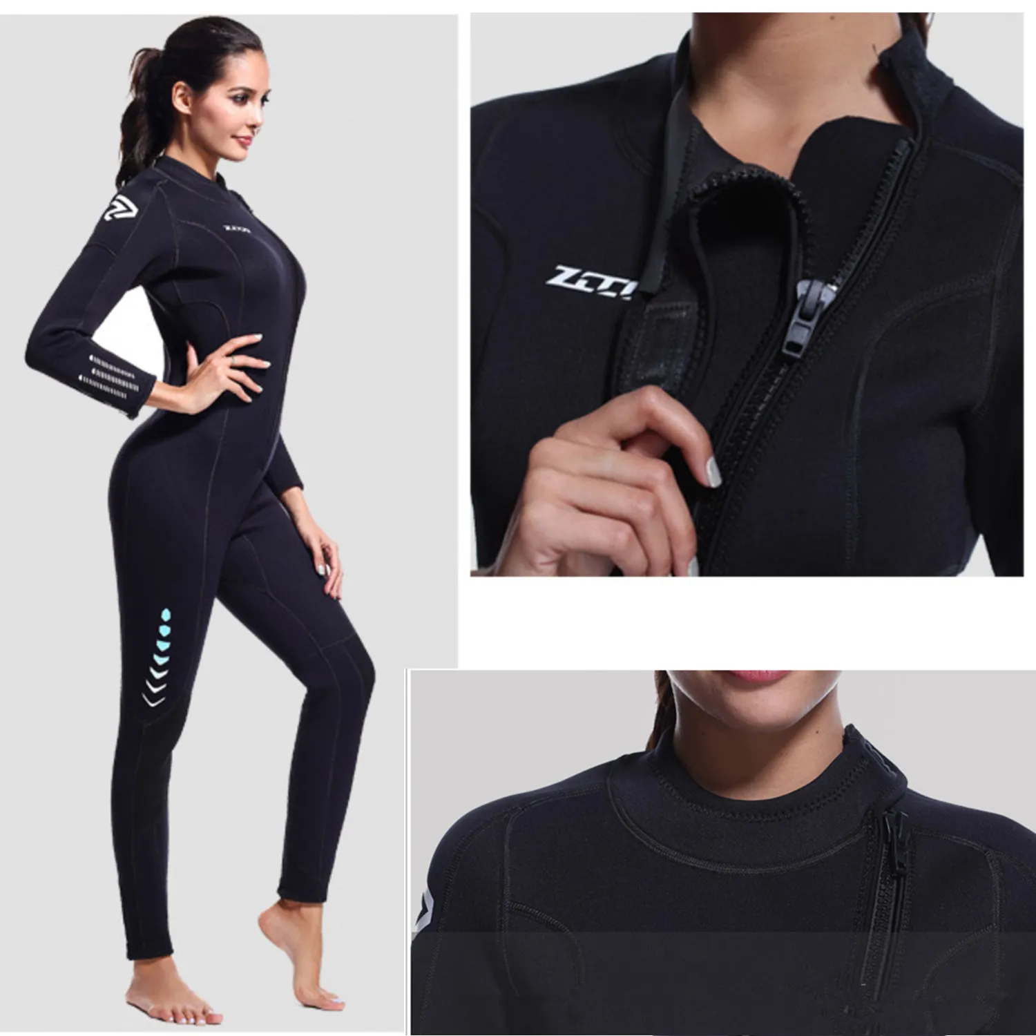 ZCCO Neoprene Wetsuit 3mm Front Zip Full Body Diving Suit One Piece Men Women Snorkeling Scuba Diving Swimming