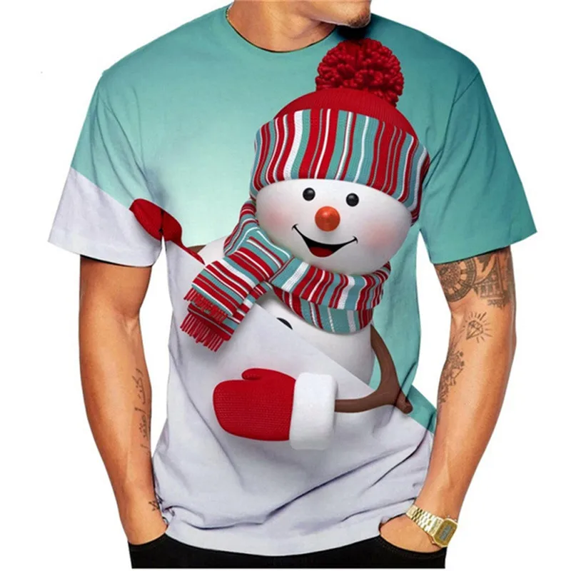 Christmas Snowman Men Fashion 3D T-Shirts Loose Casual