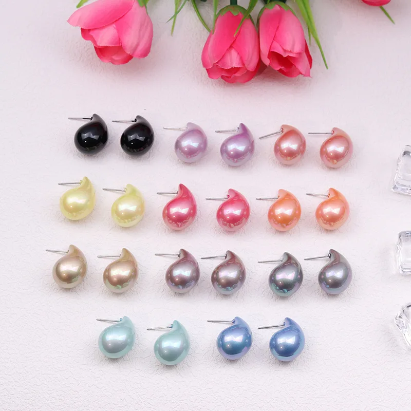 Moda Brillante Colorato Grosso Waterdrop Resina Acqua Droplet Orecchini Per Le Donne Gioielli Teardropthick Orecchino Leggero