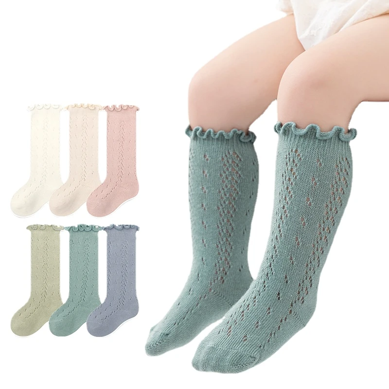 Ruffle Kids Knee High Socks Baby Girls Toddlers Long Soft Cotton Sock
