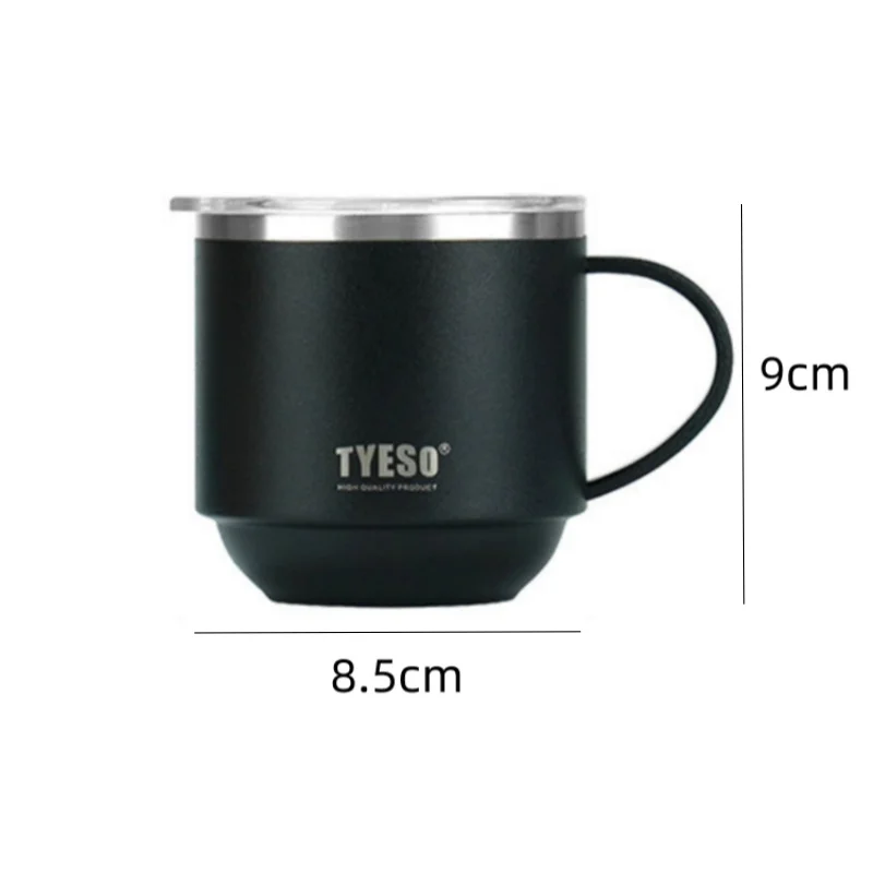 Stainless Steel Coffee Mug with Handle and Clear Lid for Hot Beverages