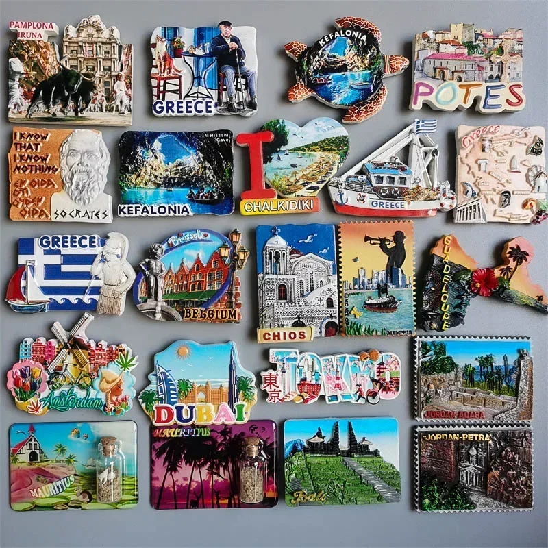 World Tourist Fridge Magneti Chio Grecia Belgio Francia Spagna Norvegia Giordania Petra Amsterdam Magneti Frigoriferi Home Decor