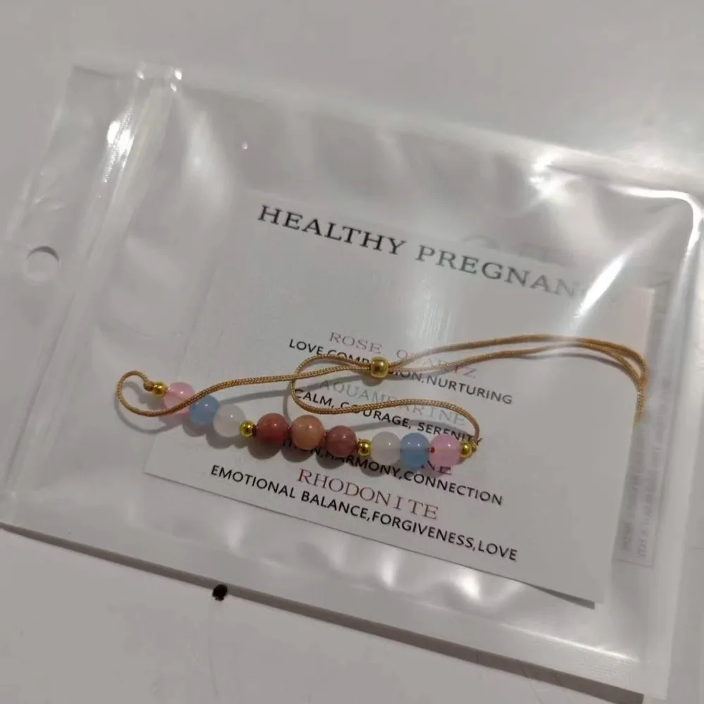 Bohemian cross-border bracelet cord weaving rope women's handmade aquamarine redwood pattern jewelry hand-woven