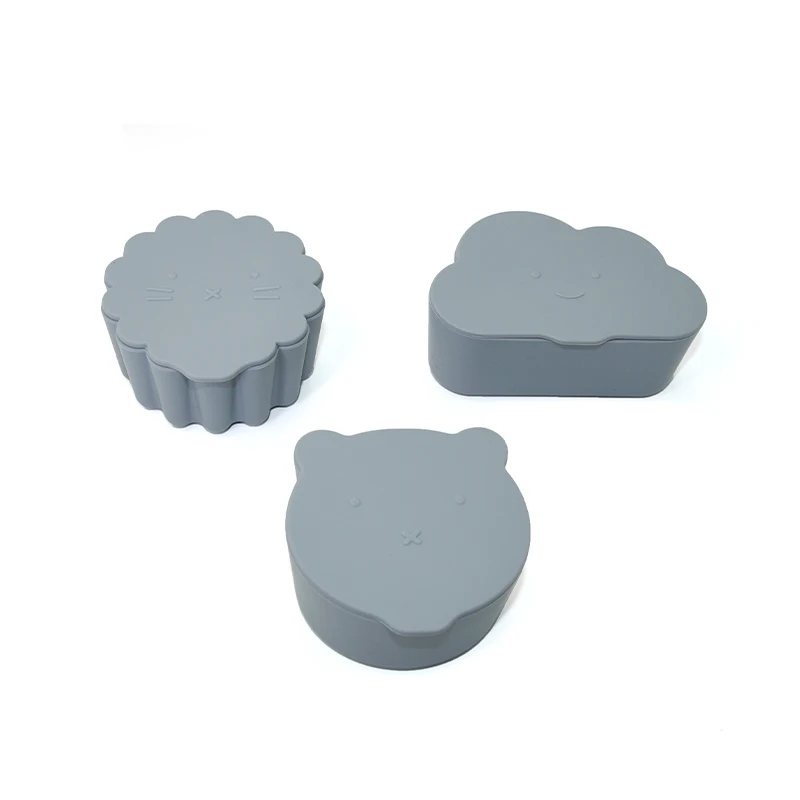Baby Silicone Snack Box Solid Color Kids Silicone Food Box Baby Portable Feeding Food Snack Container with Lid Stuff baby food storage containers portable food storage box