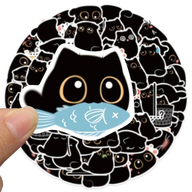 60-Piece Cat Sticker Set- Cartoon Pattern, Waterproof, Adorable Decorative,  Water Bottle Laptop Skateboard Cat Sticker, Reward Gift