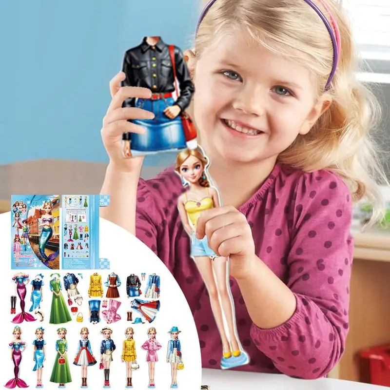 Magnetic Paper Dolls Princess Doll Set Toddler Activities Magnet Dress Up Sticker Book Children's Educational Toy For Girls