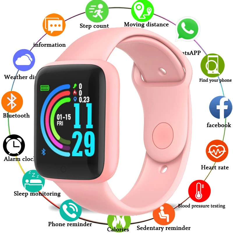 D20 Pro Smart Watch Bluetooth Fitness Tracker Sport Heart Rate Monitor Blood Waterproof Women Color Watches Y68 for Android IOS zeblaze swim gps swimming smartwatch for pool and open water 1 69 large color display 24h health monitor golden