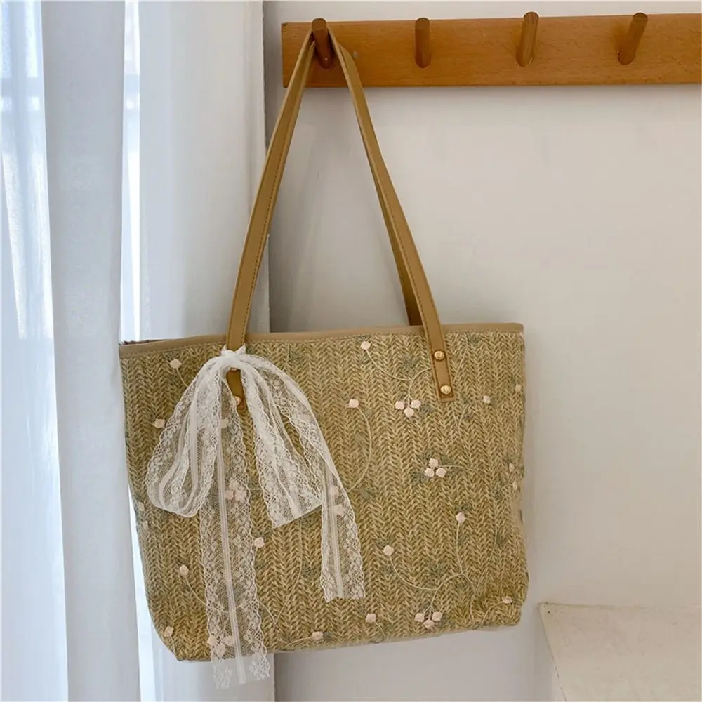 

Rattan Straw Bag Fashion Handmade Braid Large Capacity Tote Bag Woven Shoulder Bag Summer Beach