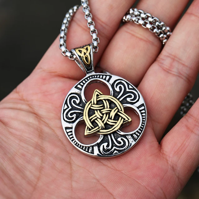 Mens Irish Witches Celtic Trinity Knot Cross 4-Pointed Wiccan Pendant  Necklace | eBay