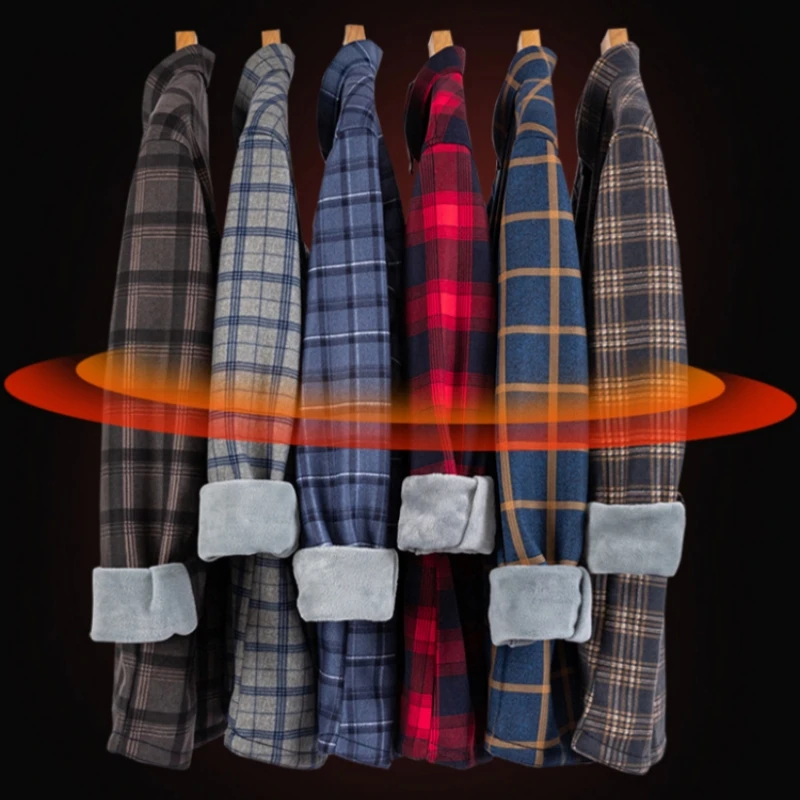 Outerwear Shirts Fleece Tops Male Parkas Lightweight Down Jackets Shirt for Men's Warm Winter Clothes Casual Work Slim Fit 5XL
