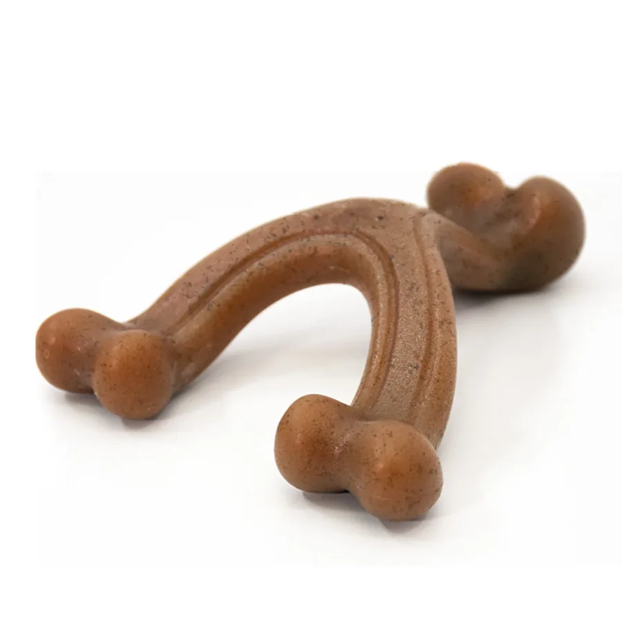 Strong Nylon Wishbone Dog Chew Toy with Peanut Butter