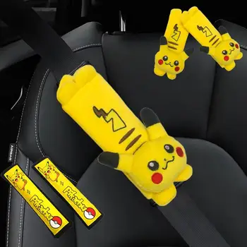 2 Fundas Protectoras para Cinturón de Seguridad de Coche con Diseño de Pikachu, Accesorios para Auto, Protector de Hombro para Cinturón de Seguridad Extendido, Decoración Interior General para Coche 1