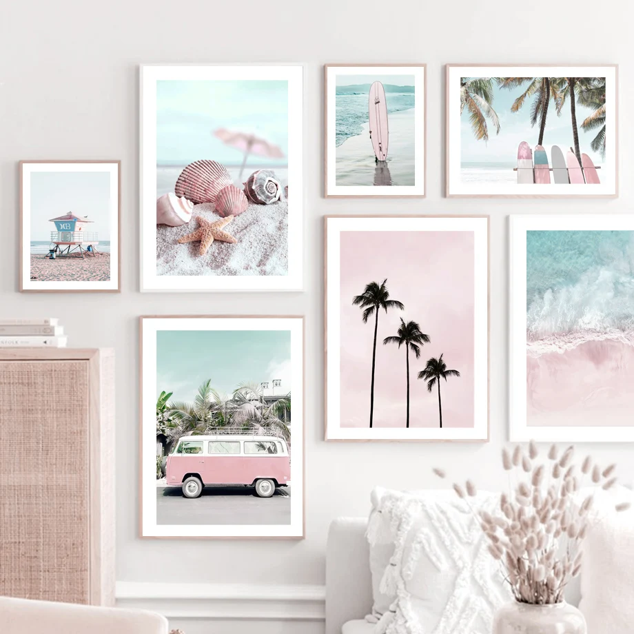 

Bus Beach Surfboard Conch Wall Art Canvas Painting Nordic Posters And Prints Wall Pictures For Living Room Home Decor