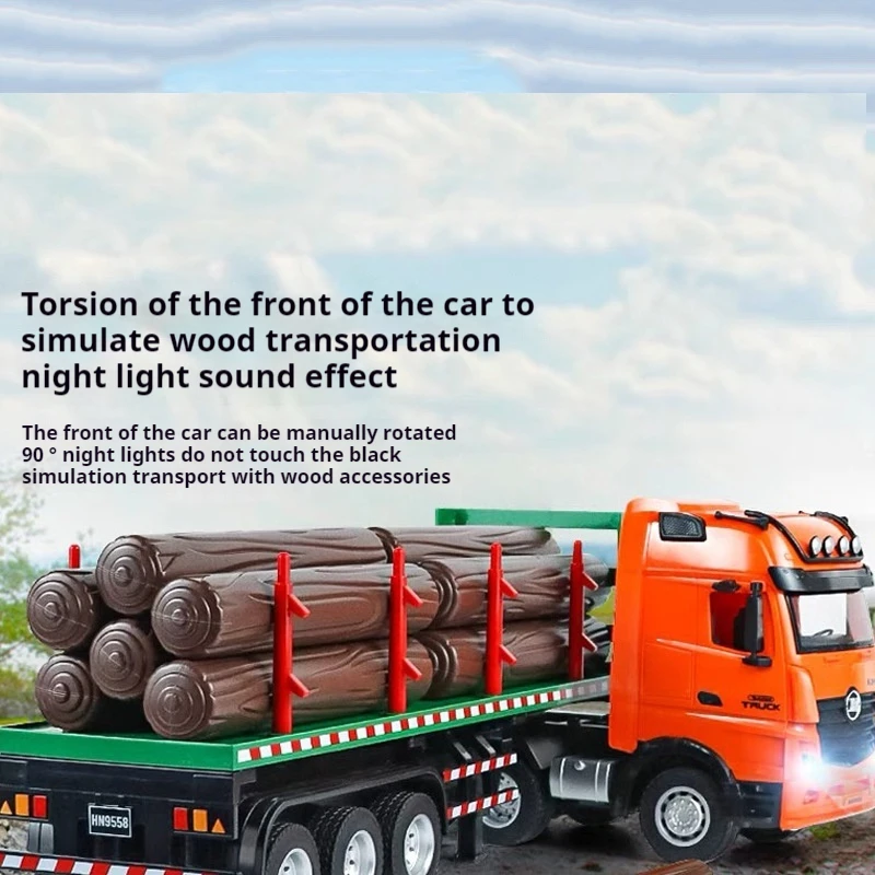 Flatbed Construction Truck Remote Control 9-Channel Lumber Transportation Sound Light Children'S Toys Trucks Gifts 1:18 Metal 4
