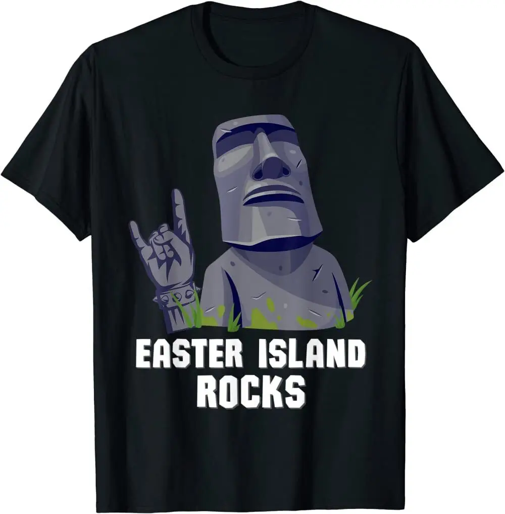 New Limited Easter Island Rocks Moai Statue Rapa Nui Rock Music T-Shirt