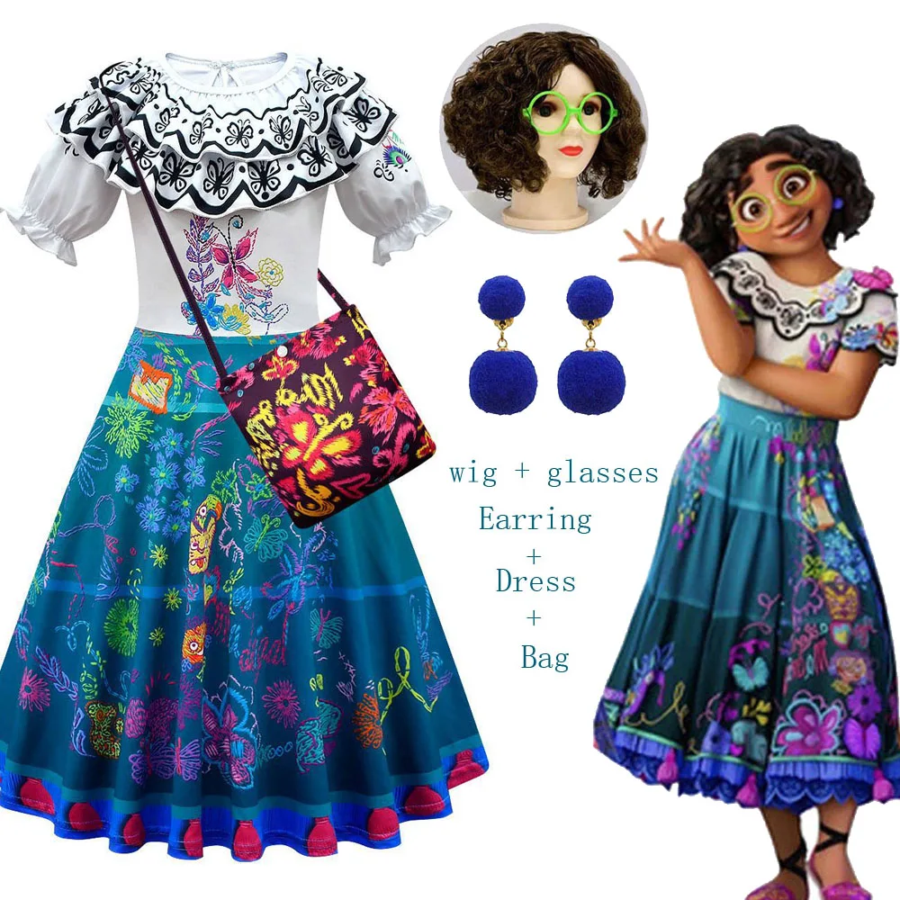 Disney Encanto Abiti Con Ciondoli Carnevale Halloween Bambini Principessa Mirabel Vestito Festa Di Compleanno Costume Madrigal Bambini Abiti Da Ballo