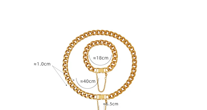 2023 neue kubanische Glieder kette Frauen Halskette Armband Set Mode Hip Hop Edelstahl Schmuck Sets für Frauen vergoldet – Detail 12