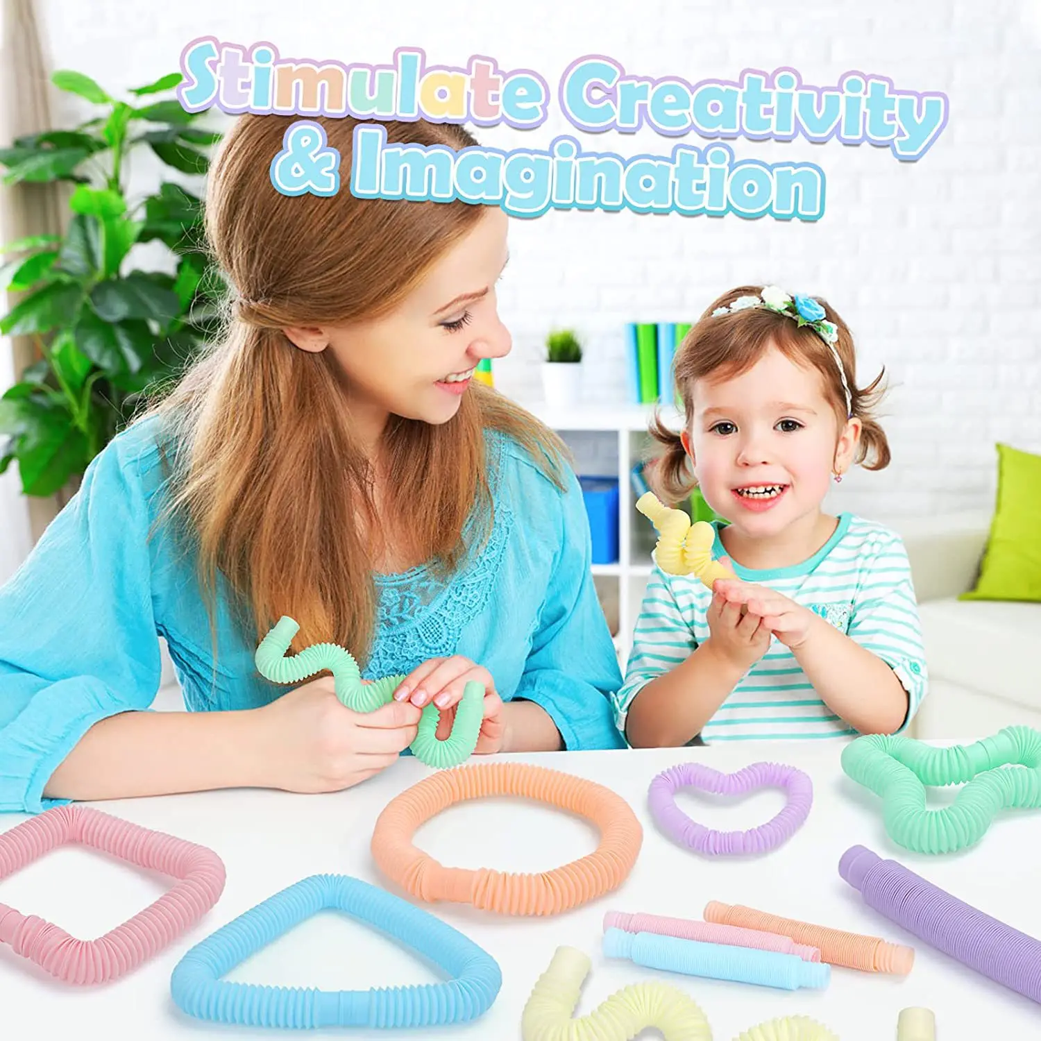 6/12PCS Pop Tubes Sensory Toys Diameter 1.9cm Stress Relief For Kids Adults