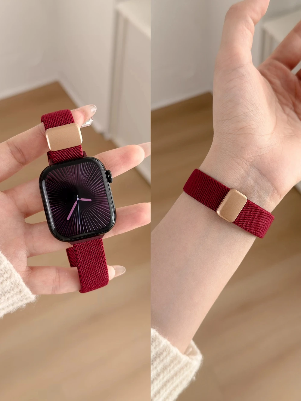 Elegant Magnetic Elastic Nylon Strap for Women - Premium Watch Band Replacement