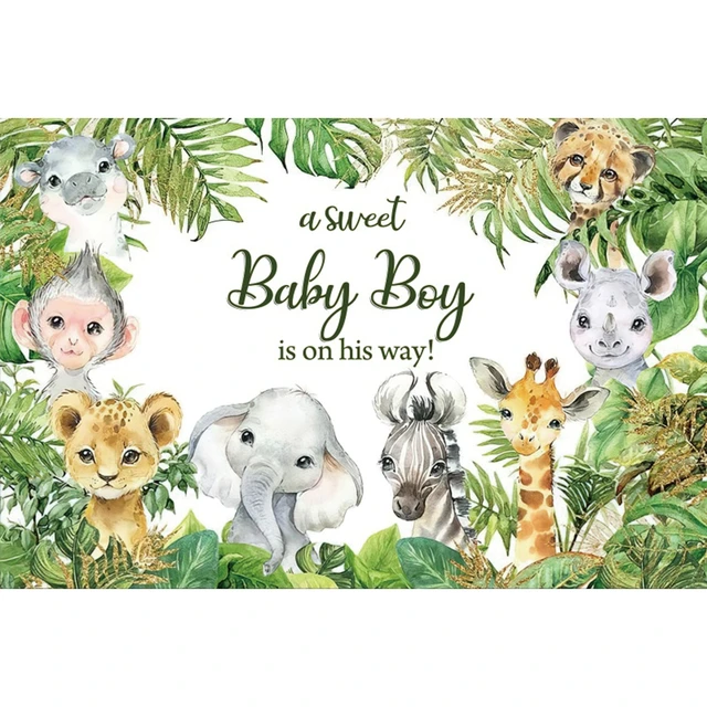 Safari 1st Birthday Backdrop Jungle Tropical Forest Wild One Animal Party Photography Newborn Baby Shower Photo Background Props NWH14791