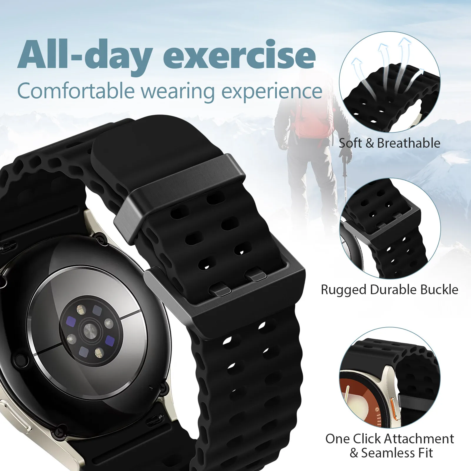 Enhanced Silicone Sport Bracelet Strap