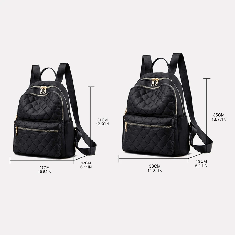 Mochila Pequeña Negra Para Mujer/De Viaje/Bolsa De Hombro De Nailon