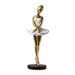 Graceful Ballerina Resin Dance Sculpture (Style C Aureate)