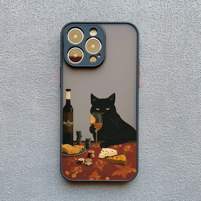 Niedliche Katzenbecher-Getränk-Paar-Handyhülle für iPhone 17, 16, 15, 14, 13 Pro Max 12, 11 Pro Max Mini X XR X Plus, stoßfeste Rückseite – Detail 4