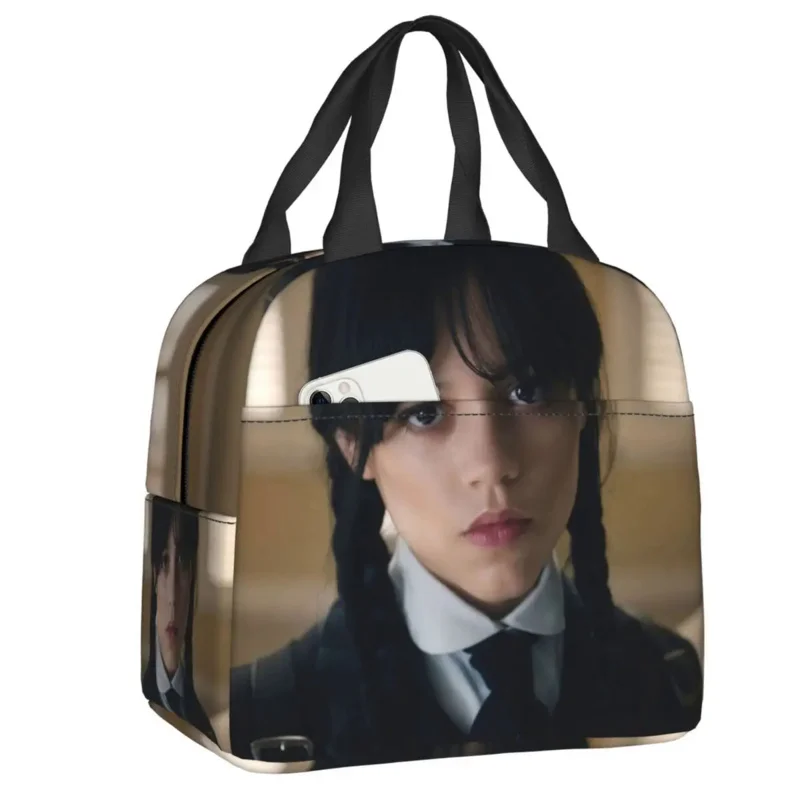 

Gothic Girl Wednesday Addams Insulated Lunch Bag for Women Supernatural Comedy TV Thermal Cooler Lunch Tote Office Work School