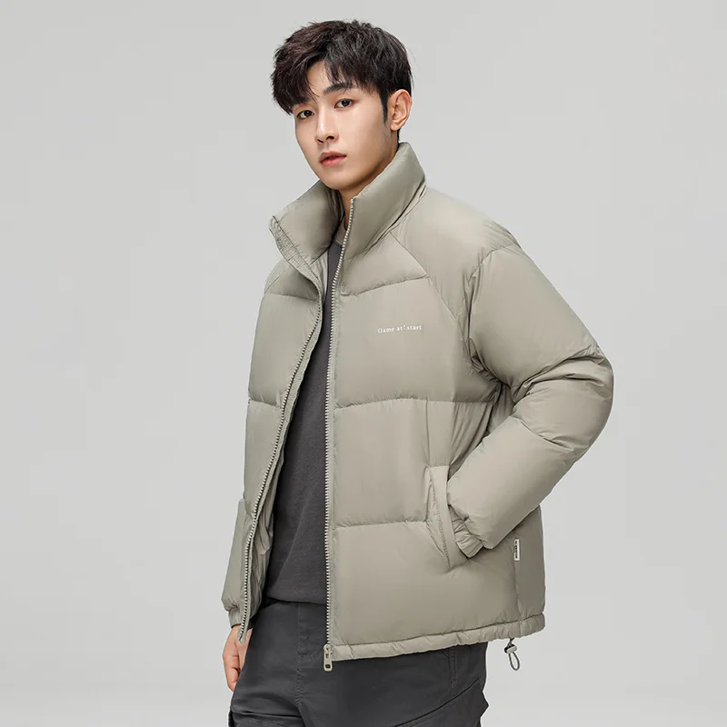겨울 스탠드 칼라 하이킹 다운 재킷, 올매치 방풍 캐주얼 남성 의류, 야외 따뜻한 트레킹 다운 코트, 스타일리시 트렌드