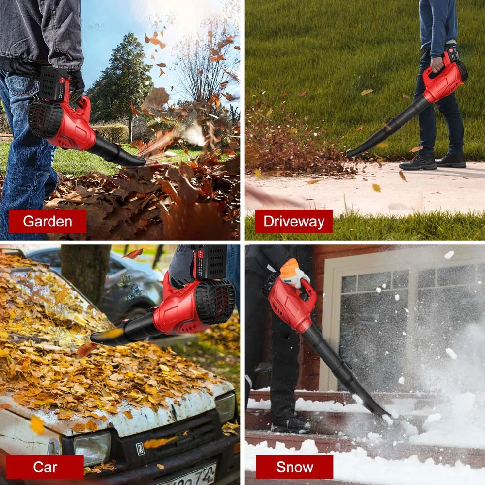 Powsawer 21V Cordless Leaf Blower Electric Snow Blower Dust Blower Clean Tool Electric Air Blower Vacuum Clean Blow For Garden 6