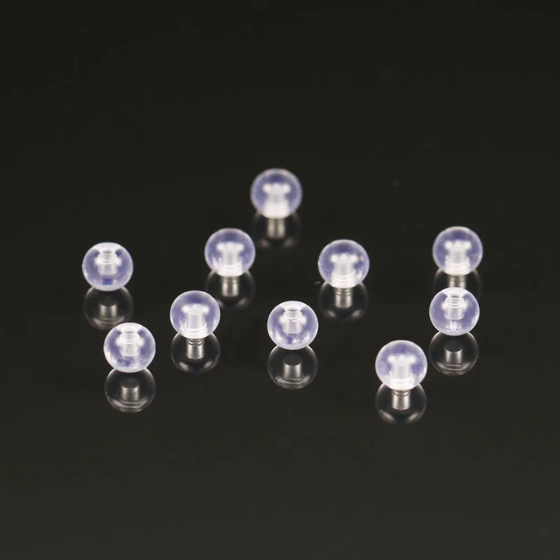 100PCS 도매 스크류 공 투명한 투명 아크릴 1.2x4mm 립 링 Labret 스터드 귀걸이 피어싱 쥬얼리에 대한 백업