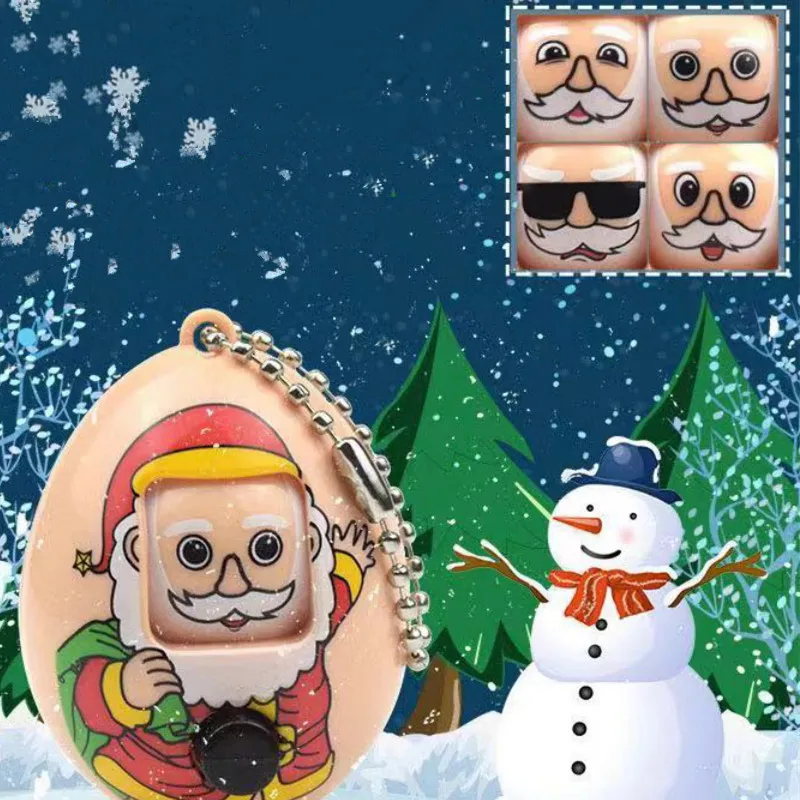 

Cartoon Santa Dolls Expression Change Educational Toys Face Changing Eggs Game Mini Funny Keychain Toys Kids Christmas Gift