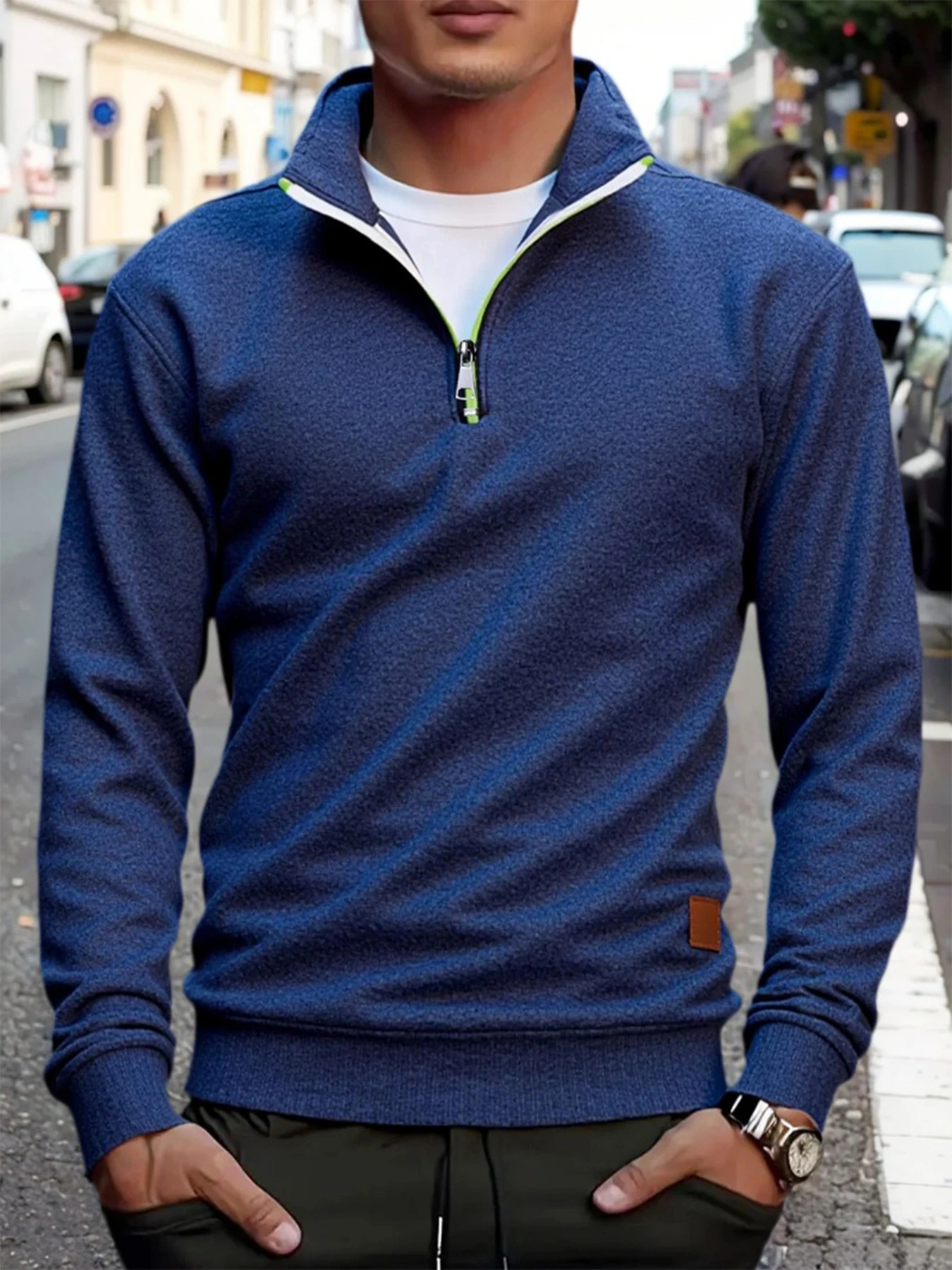 Autumn Men's Half Zipper Long-sleeved Pullover Lightweight Stand Collar Sweatshirts Men Casual Sweaters Outdoor Streetwear Top