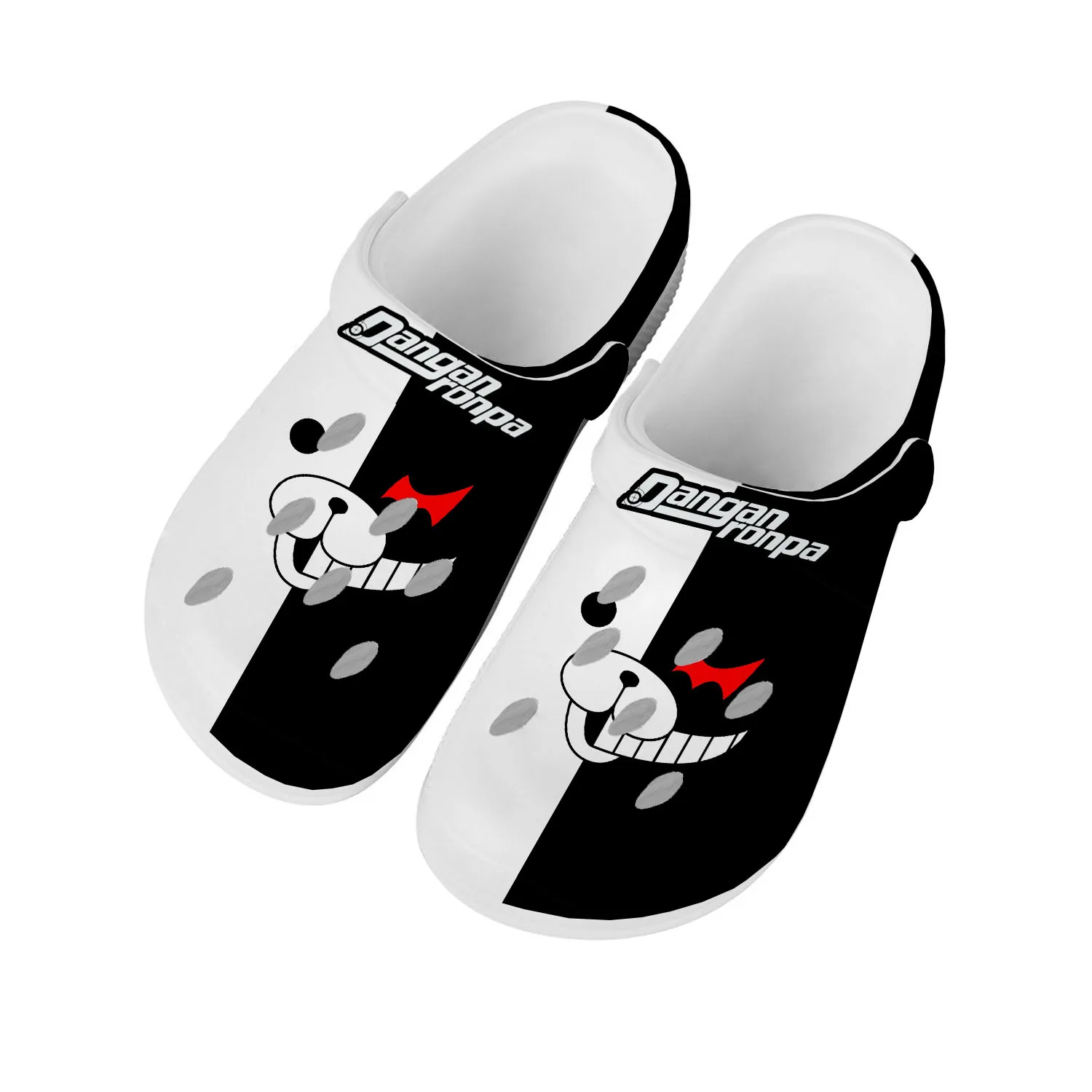 

Cartoon Game Danganronpa Monokuma Home Clogs Mens Womens Teenager Custom Built Water Shoes Garden Beach Hole Slippers Sandals