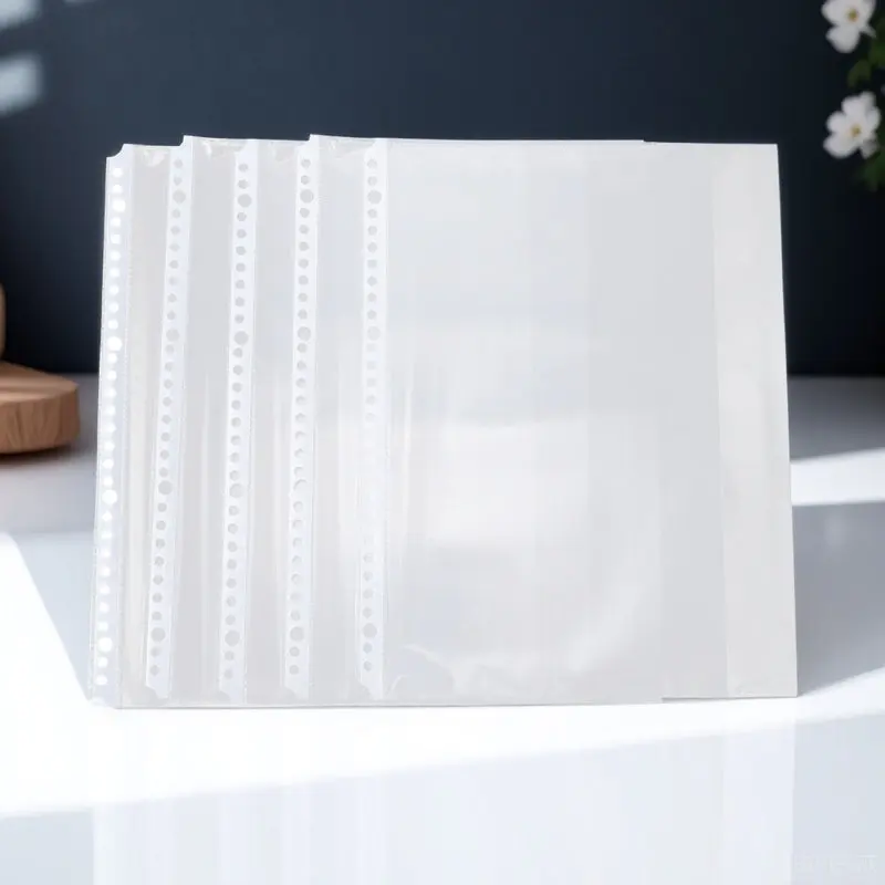 100Pcs A4 파일용 투명 바인더 포켓 30 홀 시트 프로텍터 루스 리프 내부 페이지 가방 비 정전기 투명 플라스틱