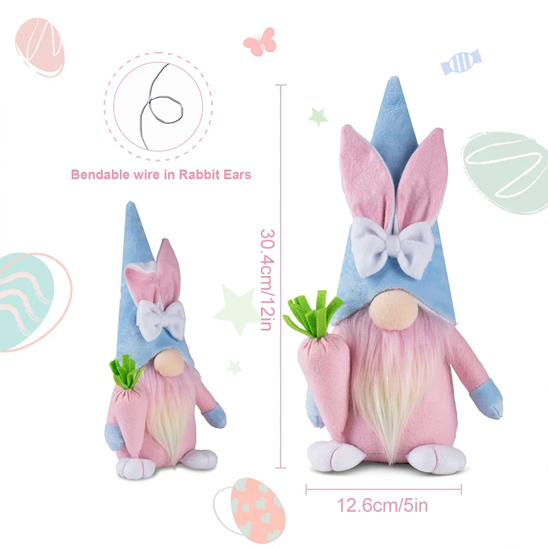 2024 Easter Faceless Gnome Rabbit Doll Spring Easter Party Home Decoration Kids Gift Favors Bunny Egg Carrot Ornament