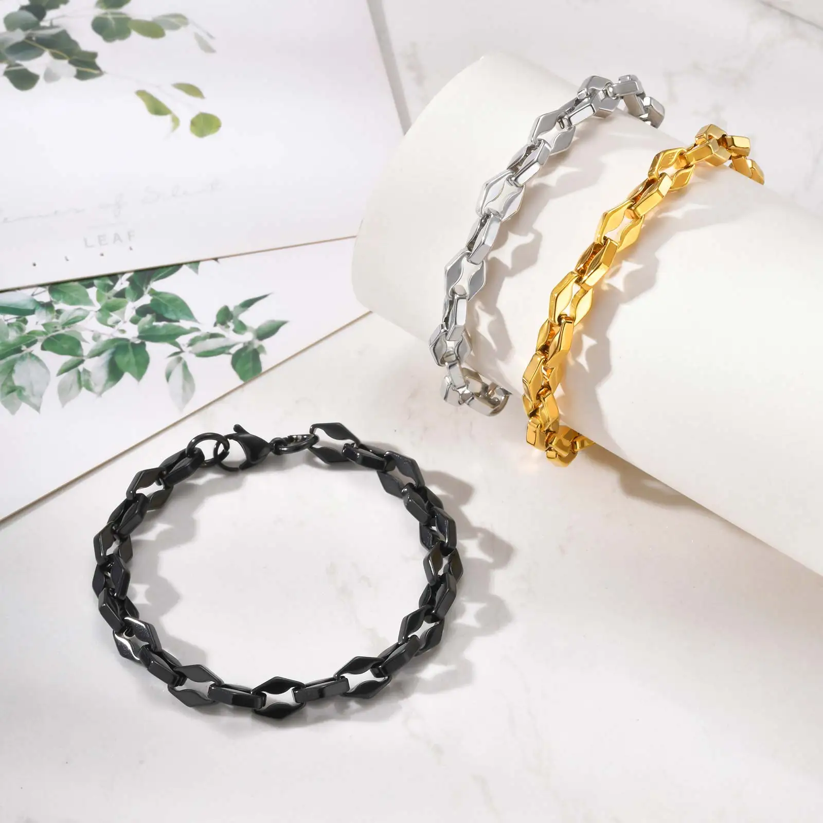 Coole sechseckige Schraube, spezielles Design, Kettenarmbänder, goldfarben, solides, klobiges Gliederarmband, Schmuck, trendiges Geschenk für Männer, Freund – Detail 2