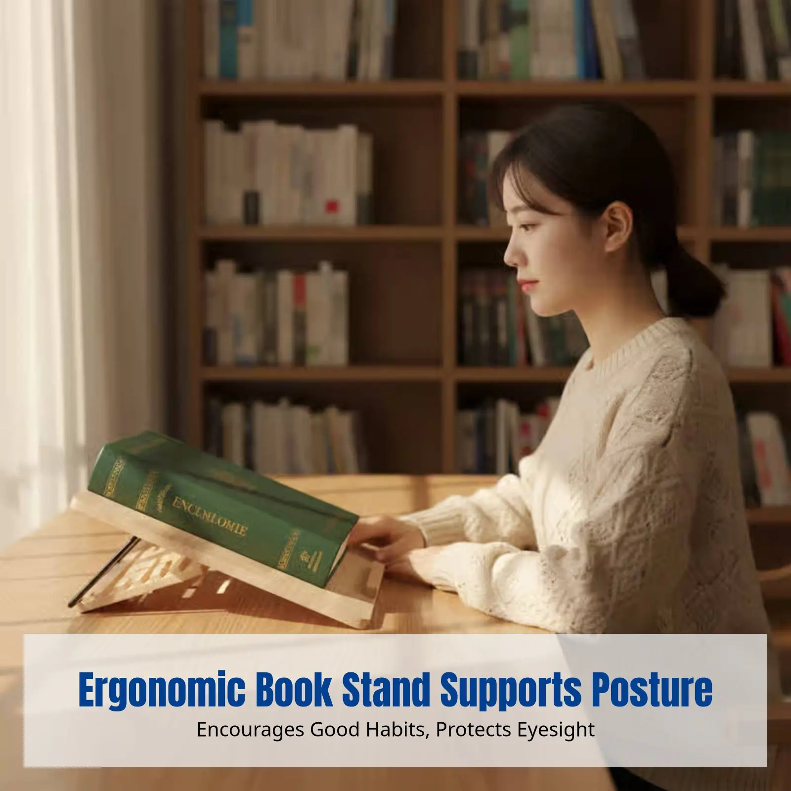 독서대, 조절 가능한 나무 책꽂이, 인체공학적 필기판, 학생, 성인, 교사를 위한 자세 지지대