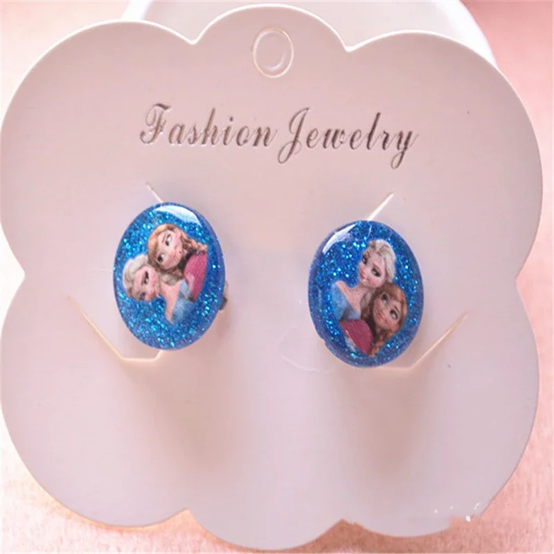 Disney cartoon Frozen children clip earring no ear hole Elsa Princess girl cosmetic toy accessories stud earring kid gift 2pcs Necklace Pendant Ear Pendants