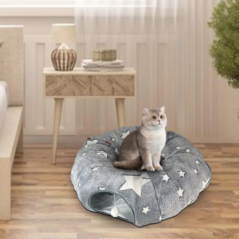 

Игровой тоннель для мульти-кошек, мягкая плюшевая кошка, игрушка, мяч, уютное место для домашних животных, птичьи хорьки, кролик, хорьки